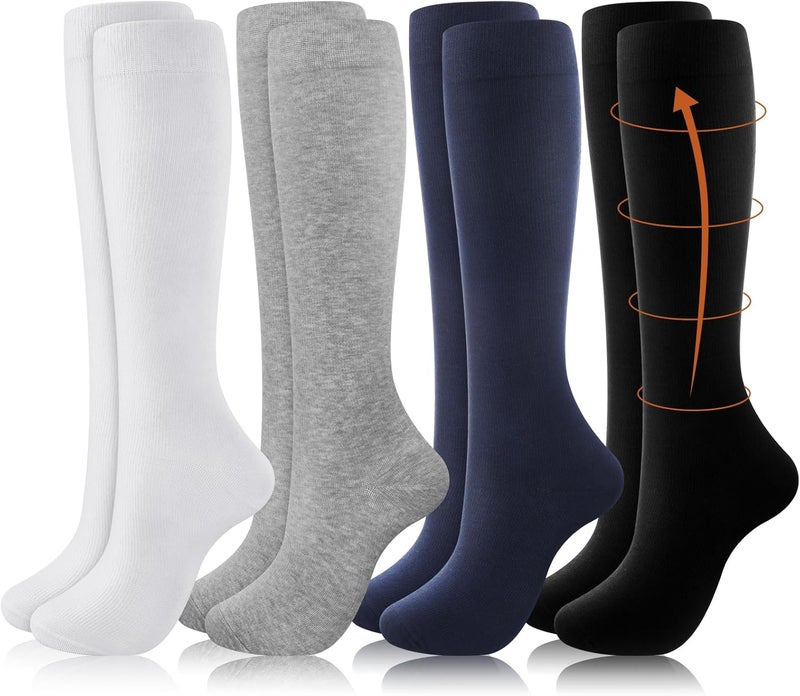 Tisancy 4 Pairs Cotton Compression Socks for Women Men 20-30mmhg Is Best Support Stocking for Running Hiking Cycling - Image 1